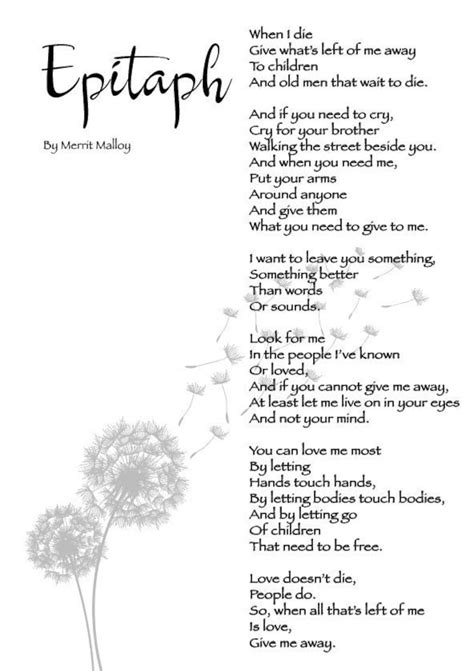 Epitaph Poem Printable
